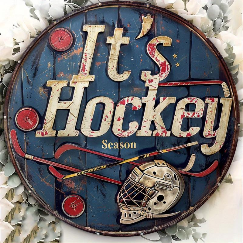 Retro Tin Sign Hockey Season Is Back x Indoor Outdoor Man Cave Wall Art