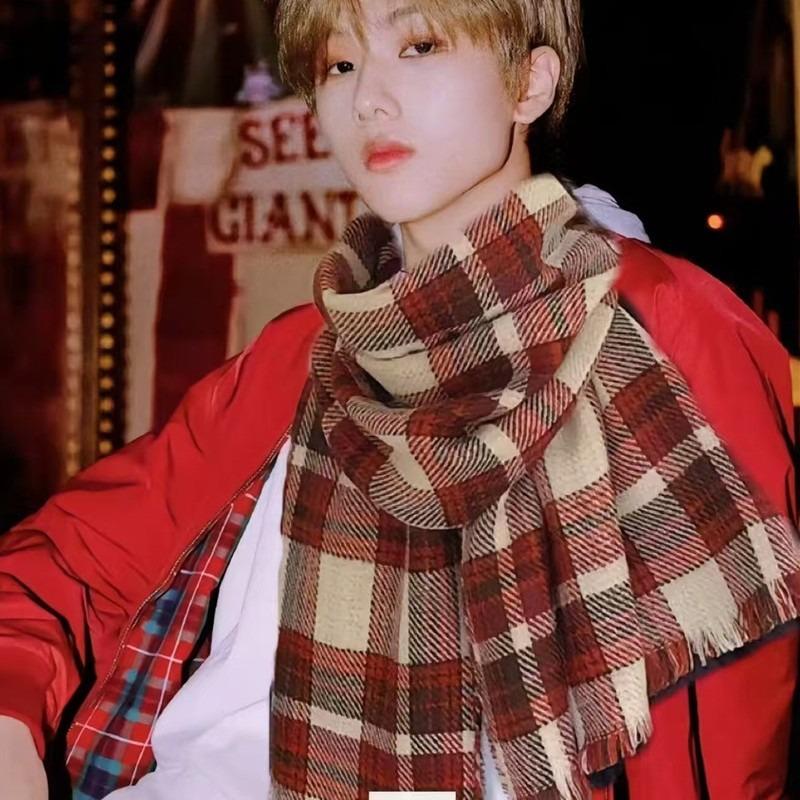 Scarf Plaid Girl Christmas Atmosphere Vintage Versatile Knitting Winter Premium Red Shawl Scarf Scarf