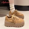 Fashion Aphixta Women Casual Sneaker Boots Shoes Woman Lace Up Platform Height Increasing Modern Boot Chunky Sole Khaki Ankle Boots