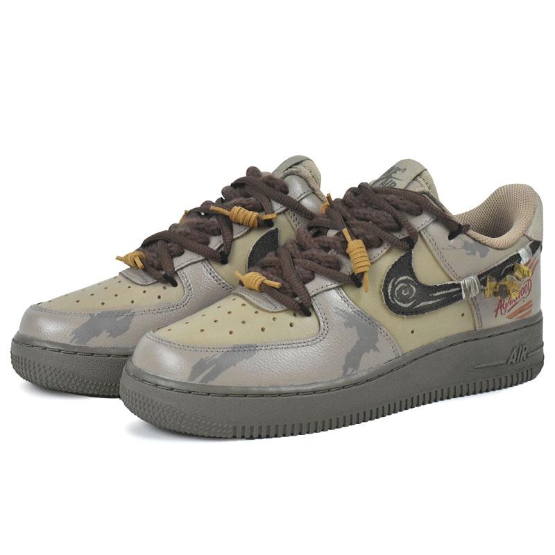 Nike Nike Air Force 1 Нескользящие Износостойкие Низкие Кеды для Скейтборда Унисекс Коричневые HQ1176-222(Team1676-)