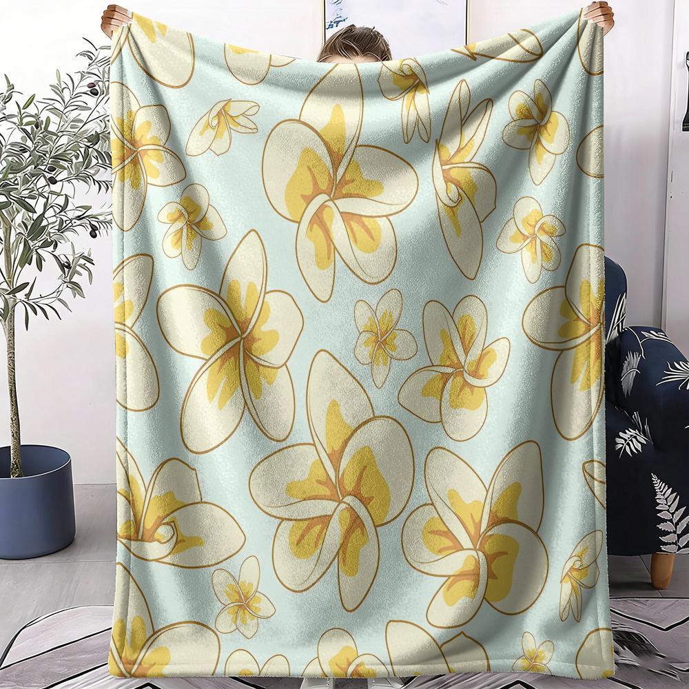 Plumeria Throw Soft Flannel AC Blanket Lightweight Summer Nap Throw Cozy Blanket for Sofa Bed Travel Home