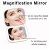 Compact Small Mini Travel Folding Vanity Cosmetic Mirror with Lights Portable HandHeld Pocket LED Makeup Mirror 2X Magnifying