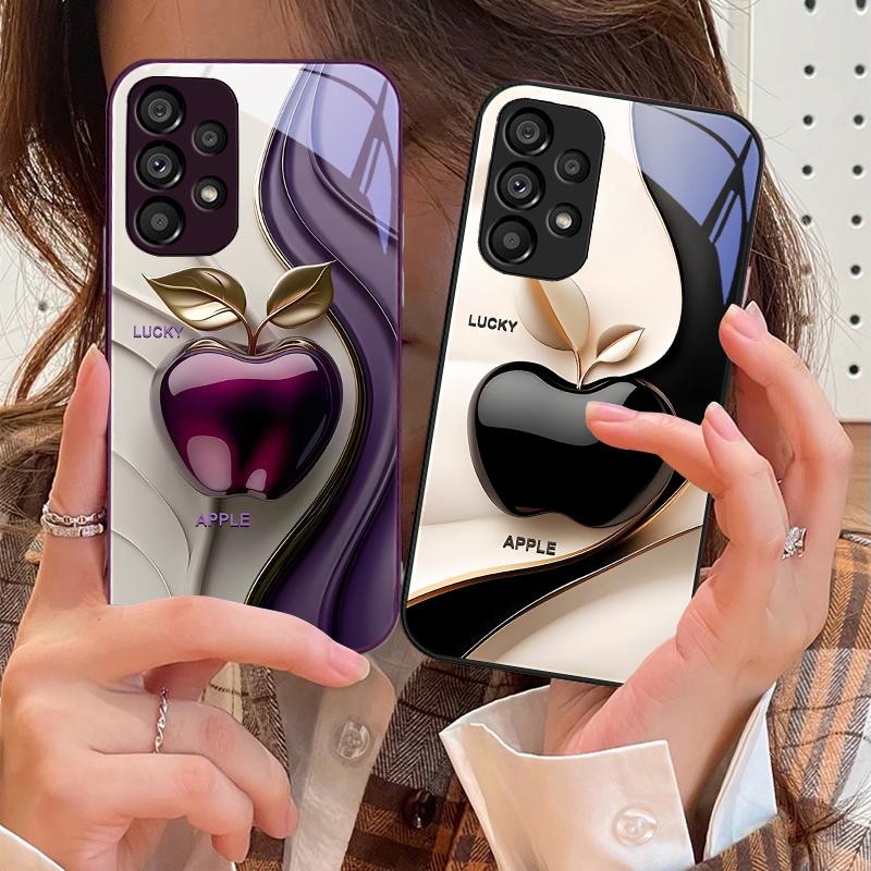 Счастливое Черное Яблоко Для Samsung Galaxy S10 4G S20 11E 30 S21 22 S24 Fe Pro S23 S25 Ultra 5G S9 Чехол для телефона из закаленного стекла