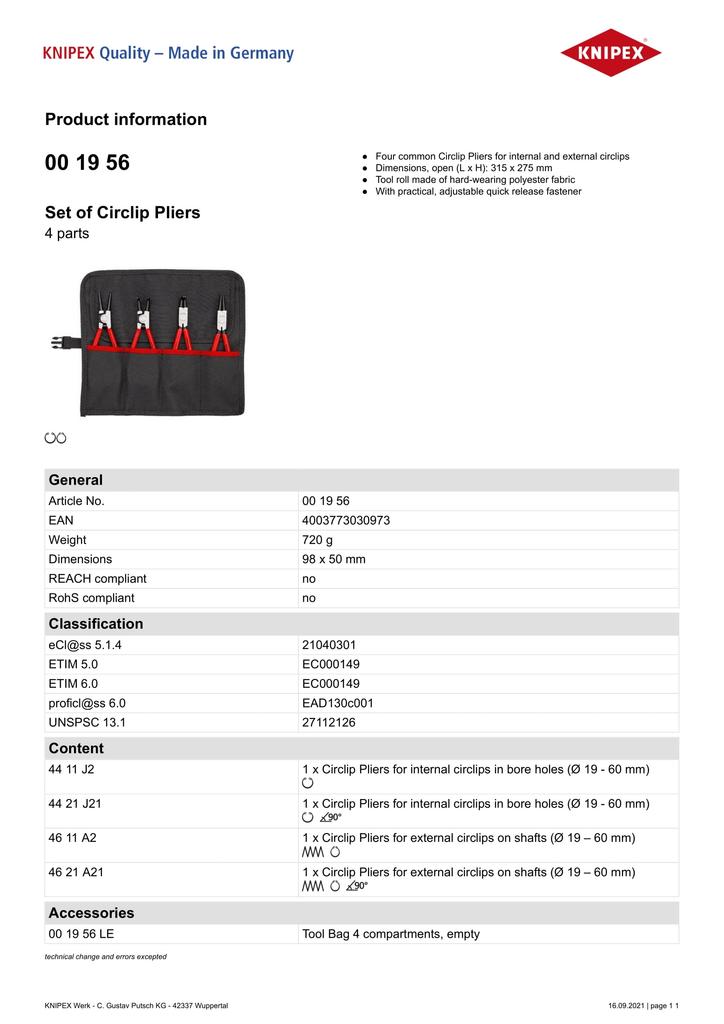 CIRCLIP PLIERS SET 4 PCS - KN 00 19 56