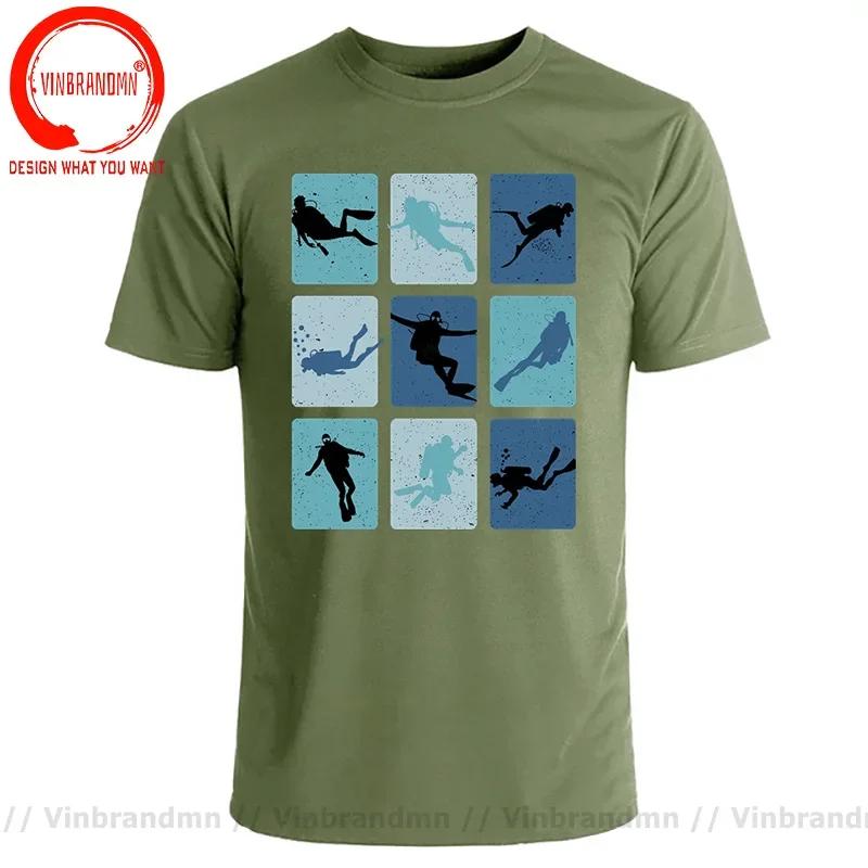 Retro Vintage Water Sports Scuba Diving T Shirt Unisex Funny Scuba Diver Poses Tshirt 2022 Newest Summer Beach Dive Tops Tee Shirt