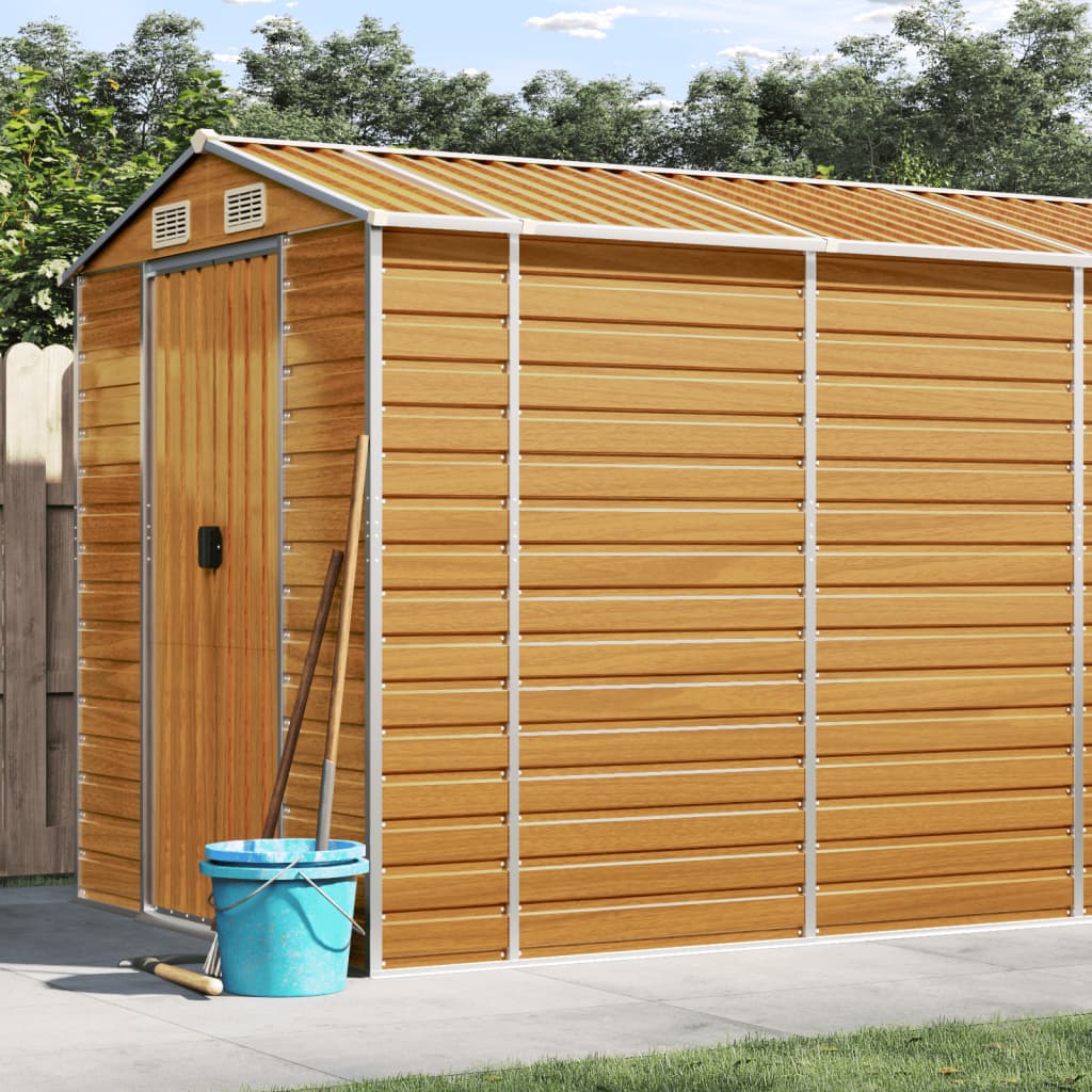 Garden Shed Light Brown 191 x 640 x 198 cm Galvanized Steel