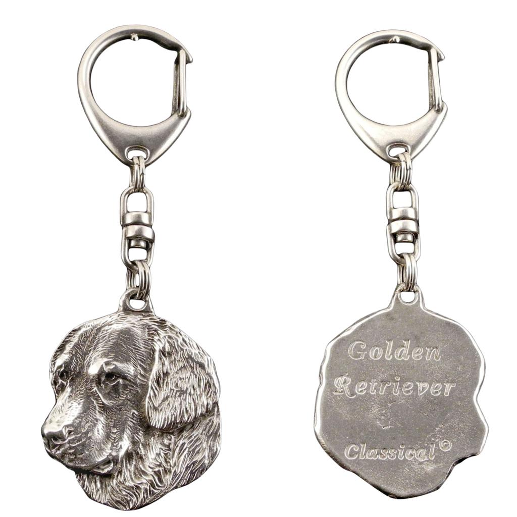 Golden Retriever - Silver-plated Key Ring with a Dog In a Gift Box, Handbag Decoration, Backpack Pendant by Art-Dog Brand