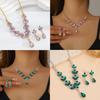Set Purple Rhinestone Necklace Women'S Summer Flower Clavicle Chain Luxury Premium Water Drop Earrings