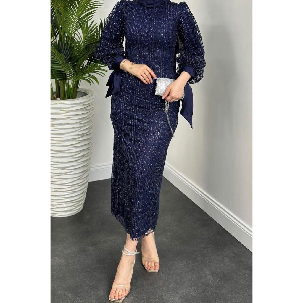 Вечернее платье-карандаш с блестками Didem, черное