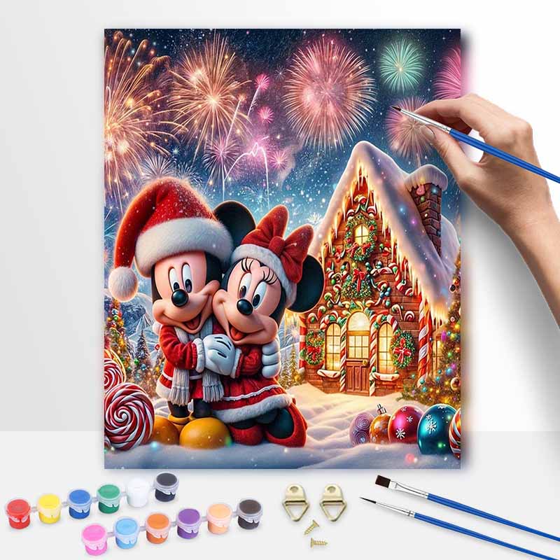 Disney Christmas Fireworks Oil Painting Kit Home Bedroom Wall Decor Handmade Gift for Holiday Party Decoration Modern Art Supplies