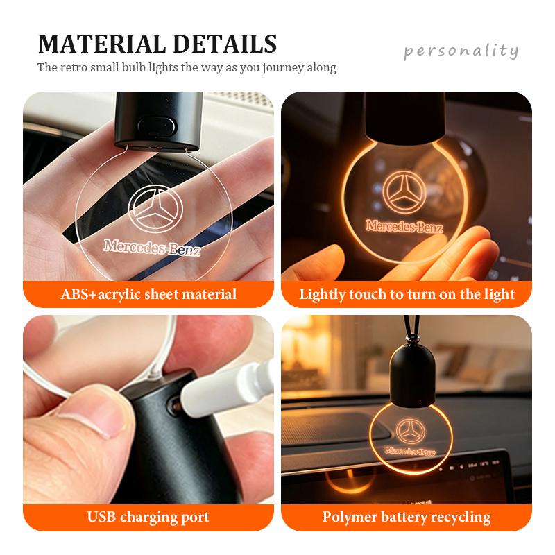 AABIB1 For Benz Car Rearview Mirror Decoration Acrylic Retro Light Automotive Interior Accessories AMG Exclusive W204 W222 W205 W203