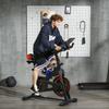 HOMCOM Exercise Bike with 8 kg Flywheel and LCD Display, Steel and ABS, 103x53x100-114 cm, Red and Black