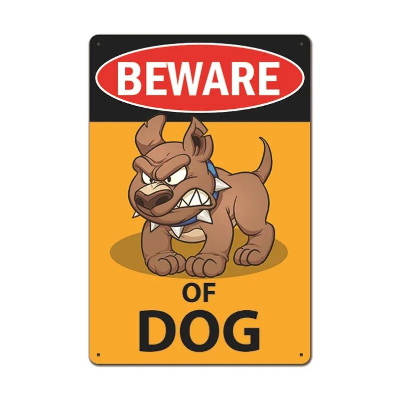 Retro Metal Tin Sign Warning Dog Vintage Wall Decor for Home Garden Cafe Perfect for IndoorOutdoor Use Rustic Poster Prin