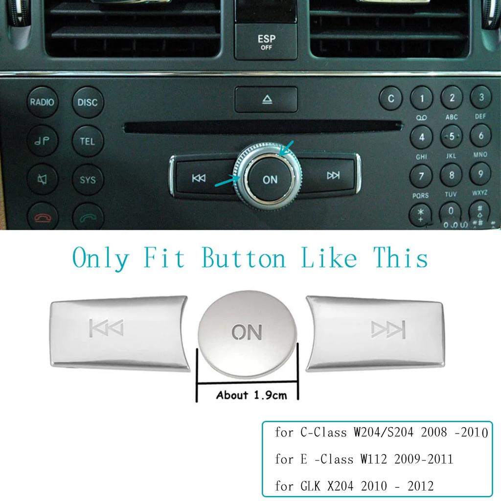 Car Multimedia Volume Radio ON Button Cover Trim Sticker Decal For Mercedes Benz A B C E GLA CIA ML GL SLK W176 W246 W204 W212