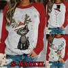 Women's Autumn and Winter Christmas Printed  Long Sleeve T-shirt Ladies Casual Crew Neck Loose Solid Color Shirts Tops Pullover Tunic Sweatshirts