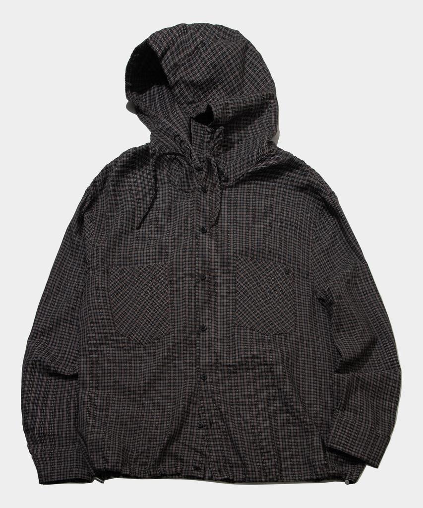 SOMEPLACE MAN Cross Semi-Overfit Check Big Pocket Cotton Hoodie [Brown]