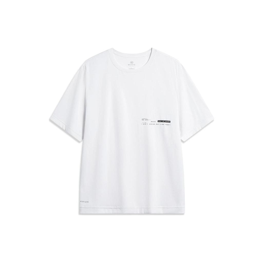 Li Ning Wade Series Solid Color Moisture Wicking Quick Dry Short Sleeve T-Shirt Men Tops Standard-White ATST243-2