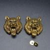 2pcs Retro Copper Brass 3D Wolf Head Concho Screw Back, Lost Wax Casting Decorative Hardware for Wallets, Leather Bags, Hats Leather Additions