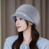 Trend Fluffy Angora Beanies Soft Warm Winter Hat Woman Rabbit Fur Knitted Cold SKI Winter Hat Beanie Female Bonnet