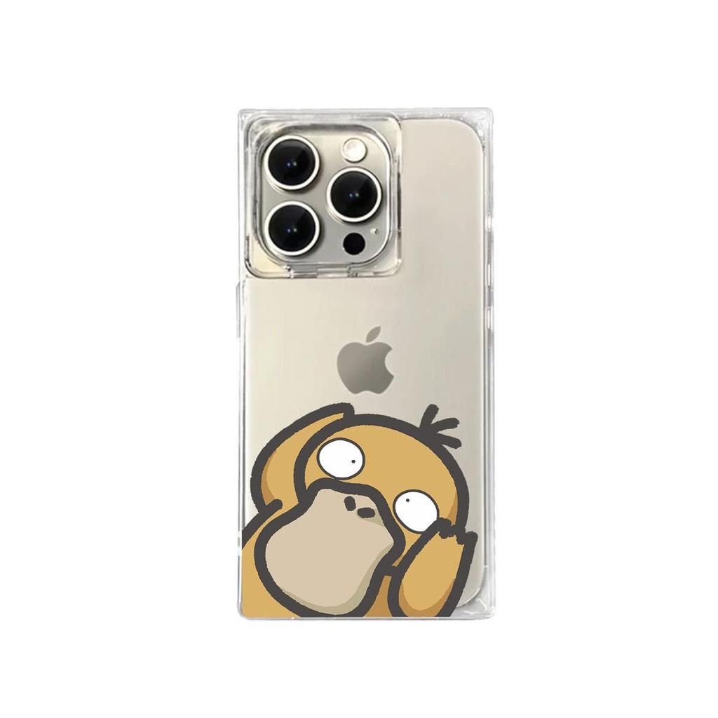 Прозрачный квадратный чехол-бампер для iPhone 11 13 15 Plus 14 Pro Max 16 ProMax 12, защита от окисления, чехол с причудливым узором с утками