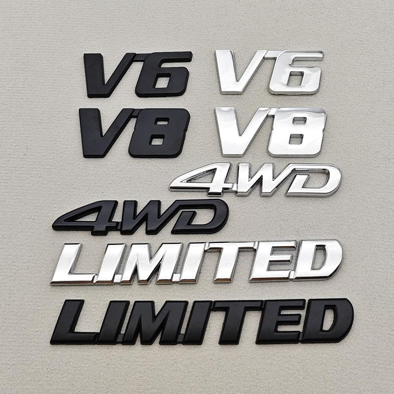 3D Metal Car Sticker Logo 4WD V6 V8 LIMITED Fender Side Badge Rear Trunk Emblem For Toyota LC150 LC200 4Runner Tundra Accessorie