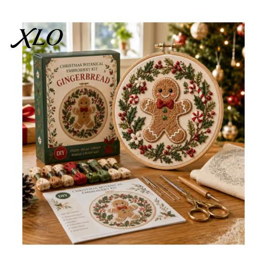 Christmas Wall Decoration Craft Embroidery Kit for Beginners, Pre-Printed Pattern Full Set Anniversary And Birthday Gift Ideas of Tools, DIY