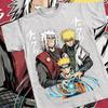 2026 New Summer Naruto Anime Jiraiya Minato Rasengan Print Unisex T-shirt, Father and Son Inheritance Theme Casual Top Women And Men T-shirt
