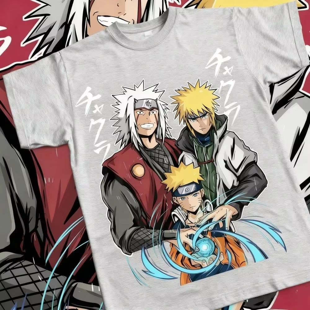 2026 New Summer Naruto Anime Jiraiya Minato Rasengan Print Unisex T-shirt, Father and Son Inheritance Theme Casual Top Women And Men T-shirt
