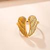 Angel Wing Open Ring Stainless Steel Gold Color Women Rings Vintage Waterproof Zircon Birthday Gift Wholesale