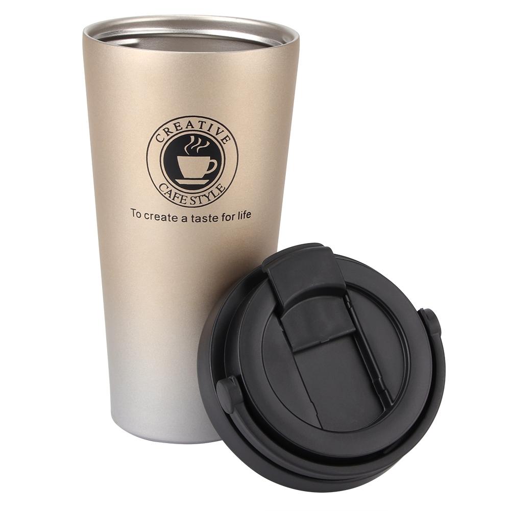 500 мл Чашка-термос из нержавеющей стали для автомобиля, матовая, портативная, для кофе, кружка, золотистая