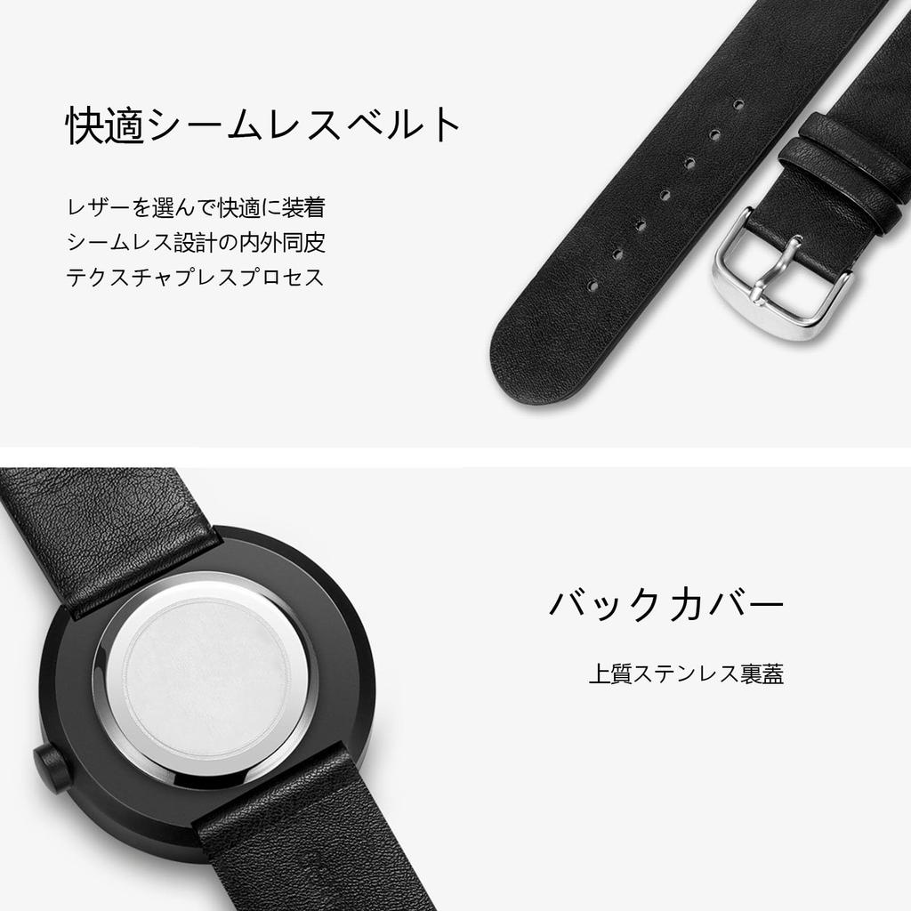 SZSL Stylish and Casual Quartz Watch Lightweight and Simple Design Stable Waterproof Performance Cowhide Leather Strap Unisex (Black)
