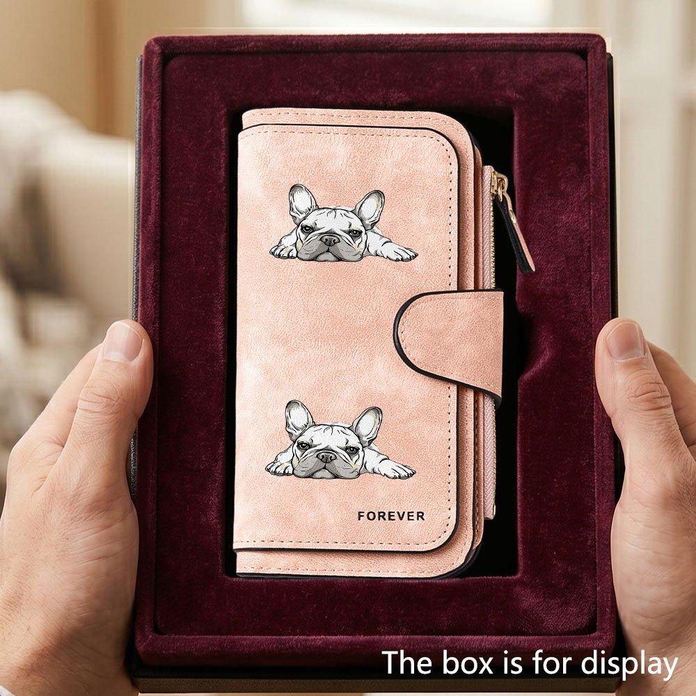 Unique French Bulldog Pattern Men's Large Capacity Wallet with Business Card Slot and Cash Pocket, Suitable for Formal Occasions and Office Use,