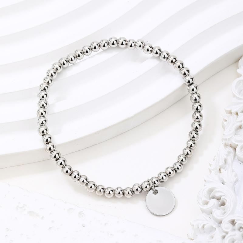 53 4mm Gold/Silver Stainless Steel Beaded Elastic Bracelet For Men Women Comfort Fit Adjustable Wristband