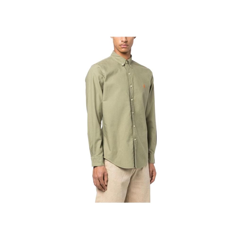 Polo Ralph Lauren Ss23 Solid Logo Label Polo Shirt Men Shirts Sage-Green 710804257-032