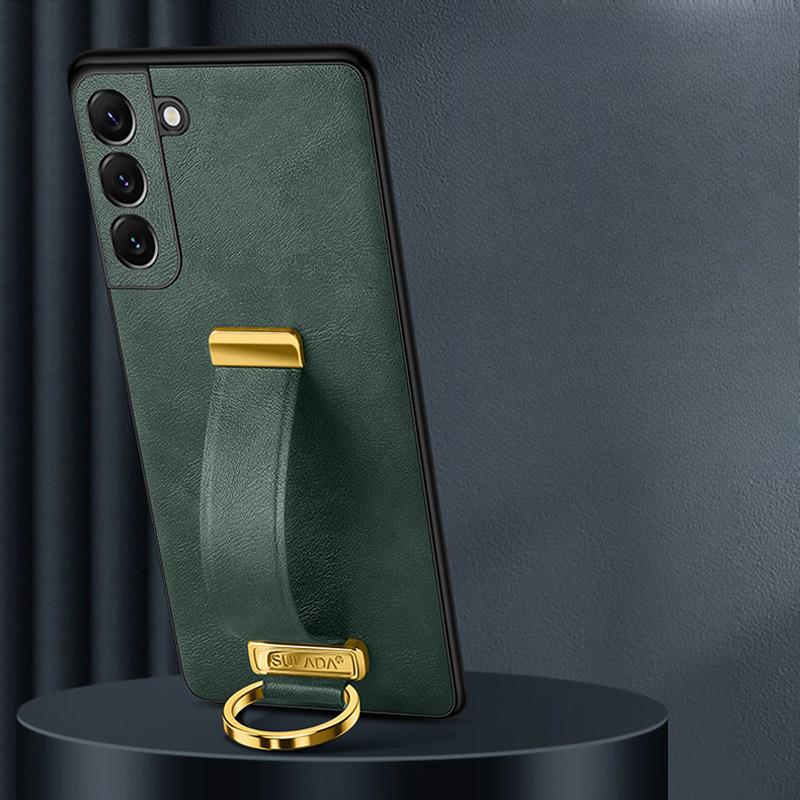 Подходит для чехла для телефона Samsung S25ultra, кольцо, подставка-браслет, противоударный кожаный чехол для бизнеса Samsung S24plus