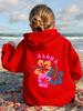 Teen Girls Black Aloha Graphic Hoodie Hibiscus Flower Back Printed Sweatshirt School Clothes Birthday Gift Autumn Tops