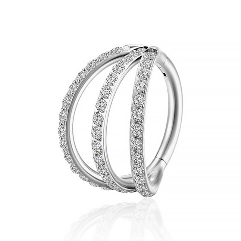 Пирсинг из нержавеющей стали, кольца-сегменты на петлях, кольца для носа с камнями CZ, серьги для пирсинга хряща уха, трагуса, хеликса, украшения для тела