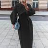 Винтажное пальто в придворном стиле с приталенной талией, длинное, с отложным воротником и рукавами-фонариками для женщин