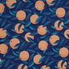 Nappe rectangulaire - Agrumes oranges - 140 x 240 cm - Fond bleu nuit - Anti-tache