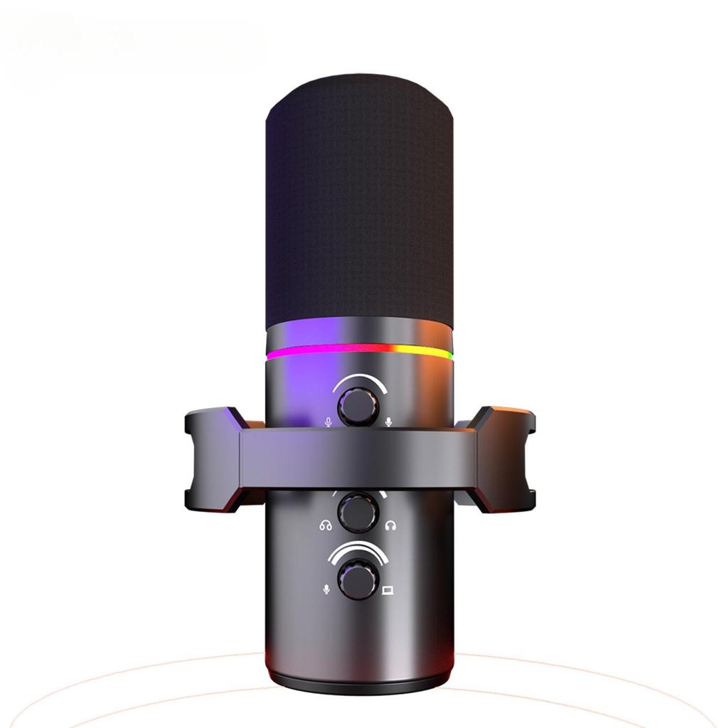 USB/XLR Dynamic Microphone, Equipped with Shock Mount, Jack, and Volume Control, Suitable for Recording On PC or Sound Card.