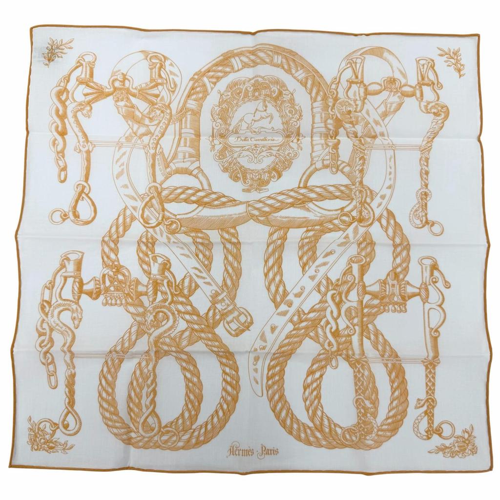 Excellent HERMES scarf Della Cavalleria Orange cotton Women Used