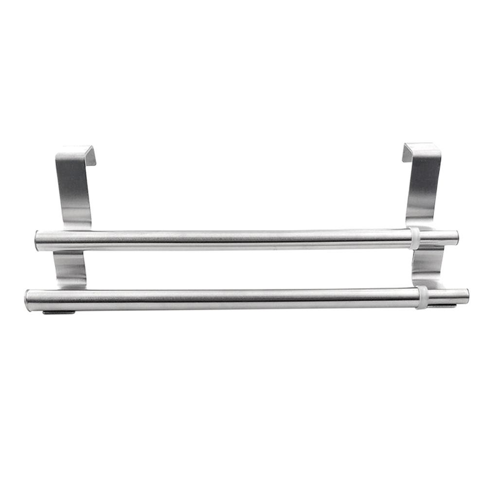 Expandable Double Towel Hanger Over Cabinet Cupboard Doors Stainless Steel Bath Towel Bar Towel Clothes Hanger Towel Rack Holder for Bathroom Kitchen