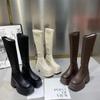 Autumn Winter Comfort Women Fashion Back Zip Long Boots Female Sexy Elegant Platform Shoes 9cm Thick Bottom Lady Knight Booties