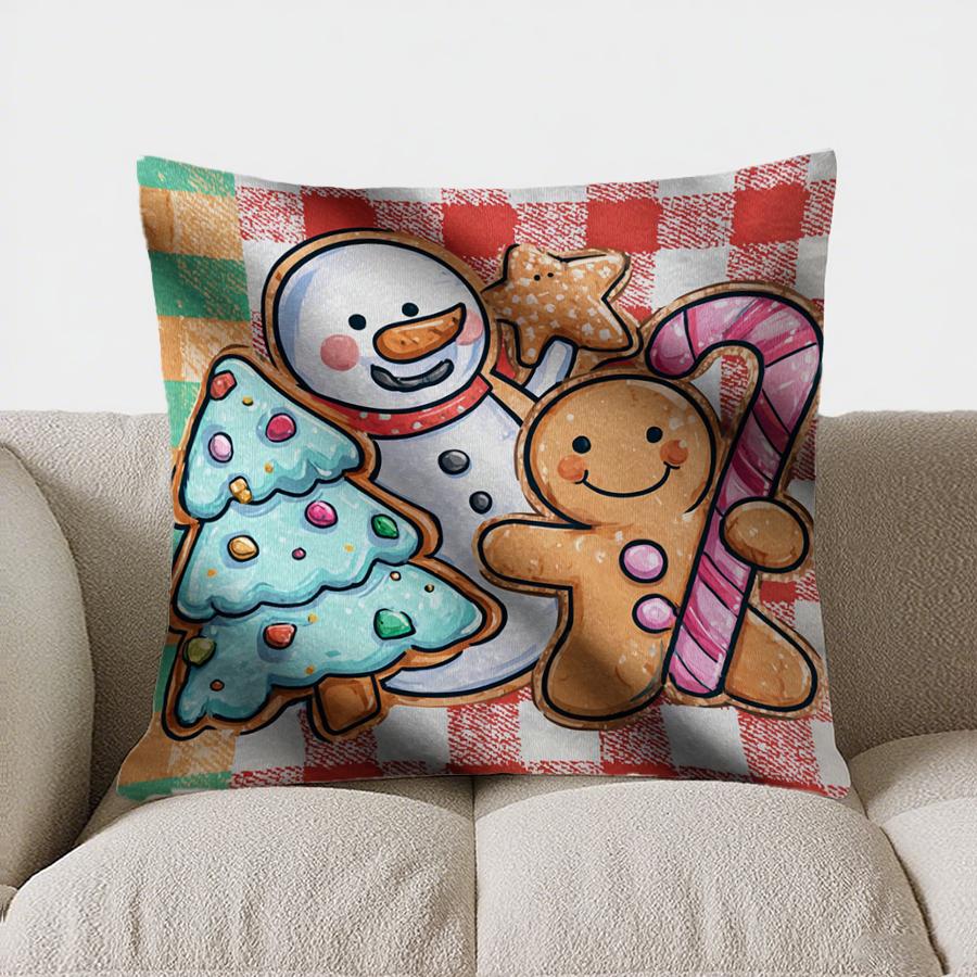 Cute Christmas Deer Pattern throw pillow cover with short plush print living room sofa decoration cushion cover pillow covers