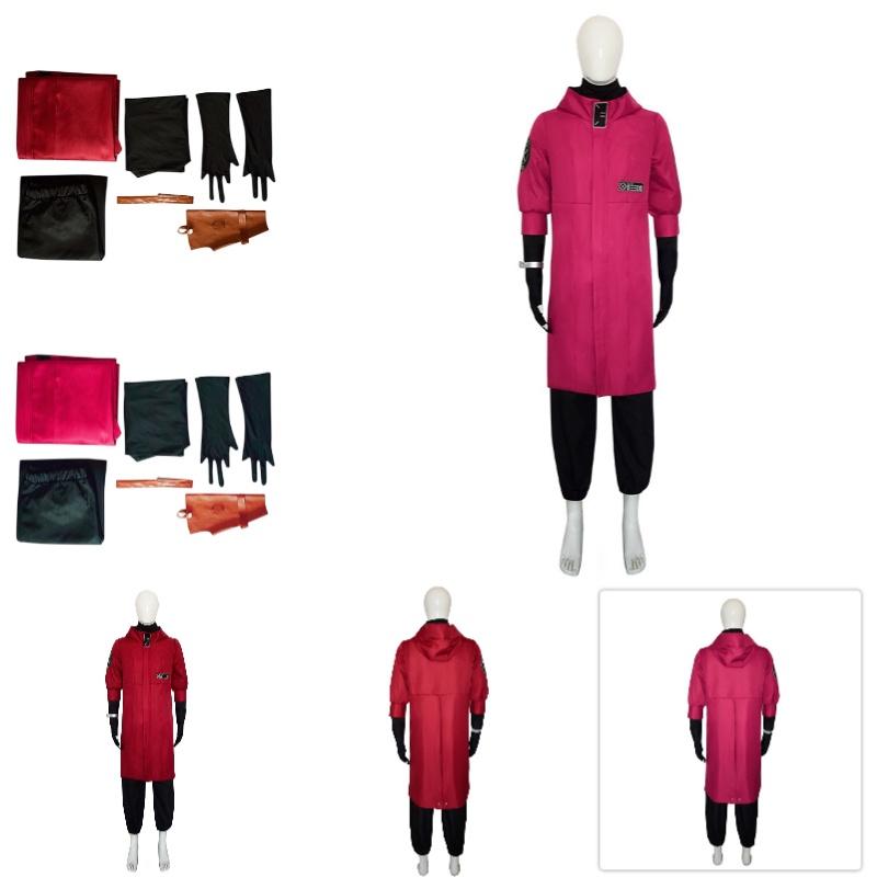 Red And Pink Stanbiet Cosplay Costume Set With Coat Pants Gloves Glasses And Wristbands