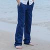 Men Casual Cotton Linen Wed Leg Thai Fisherman Loose Long Pant White Black Solid Color Autumn Summer M-3XL