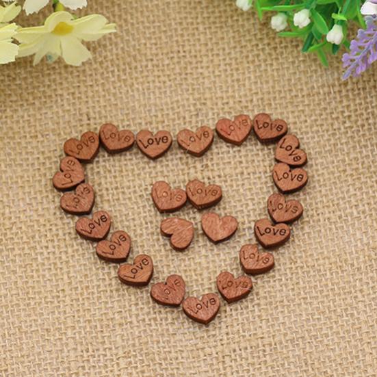 100Pcs/Lot Love Heart Shape Wood Sewing Appointment Wedding Decoration Buttons
