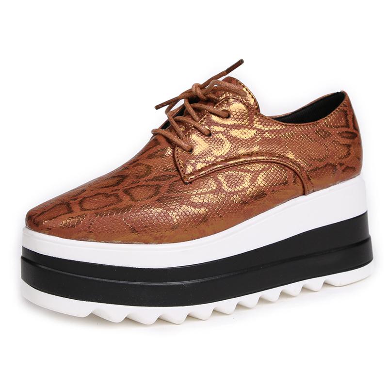 Разноцветные туфли на вулканизированной платформе, женские туфли из искусственной кожи на толстом каблуке, повседневные туфли, женские кроссовки со шнуровкой и толстой подошвой, нескользящие