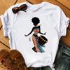 Vintage Black Girl Pure African T Shirt Women Melanin Shirt Aesthetic Clothes Haut Femme Summer Tops White Female T-Shirt
