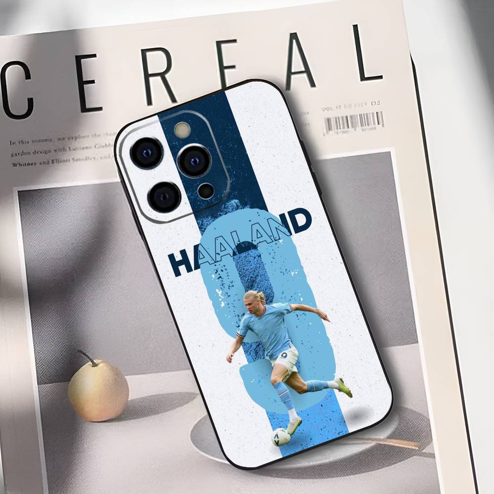 Футбольный E-Эрлинг Х-Холанд Чехол для телефона Для iPhone 17,16,15,14,13,12,11,Plus,Pro,Max,Plus,XS,мягкий чехол Черный силикон